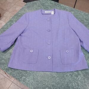 Alfred Dunner Blazer Jacket Plus Size 16 P Lavender Round Neck Pockets 4 Button